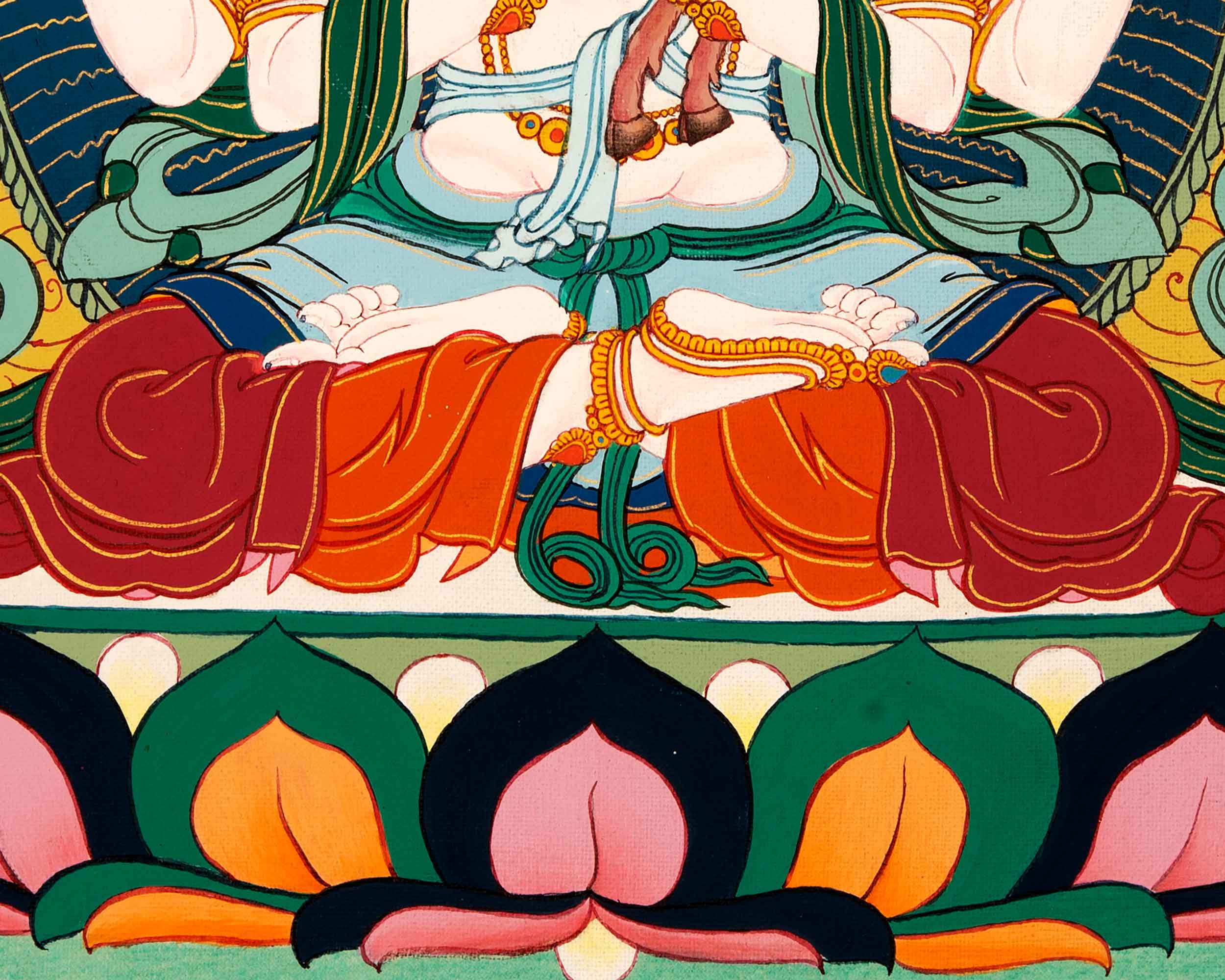 Chenrezig Tibetan Thangka | Buddhist Bodhisattva Art