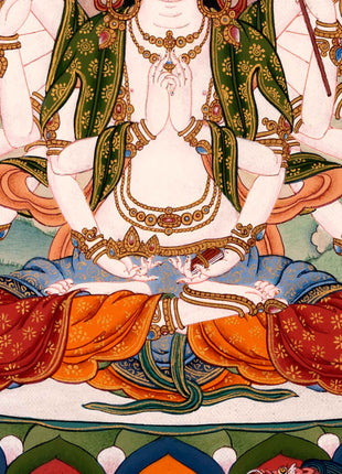 Cundi Buddha Thangka | Traditional Hand Painted Artwork