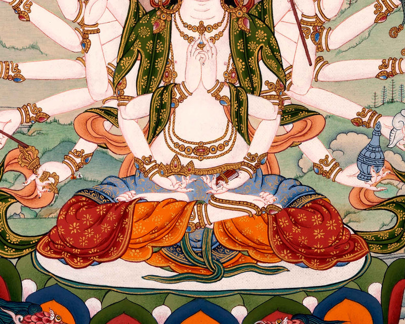 Cundi Buddha Thangka | Traditional Hand Painted Artwork