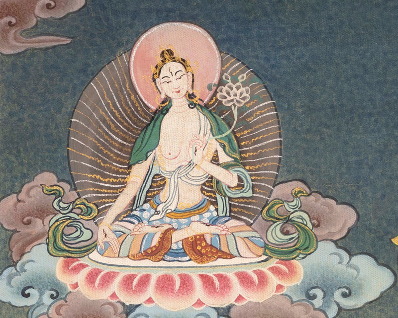Vintage Vajrsattva Mandala | Traditional Tibetan Thangka | Wall Decors