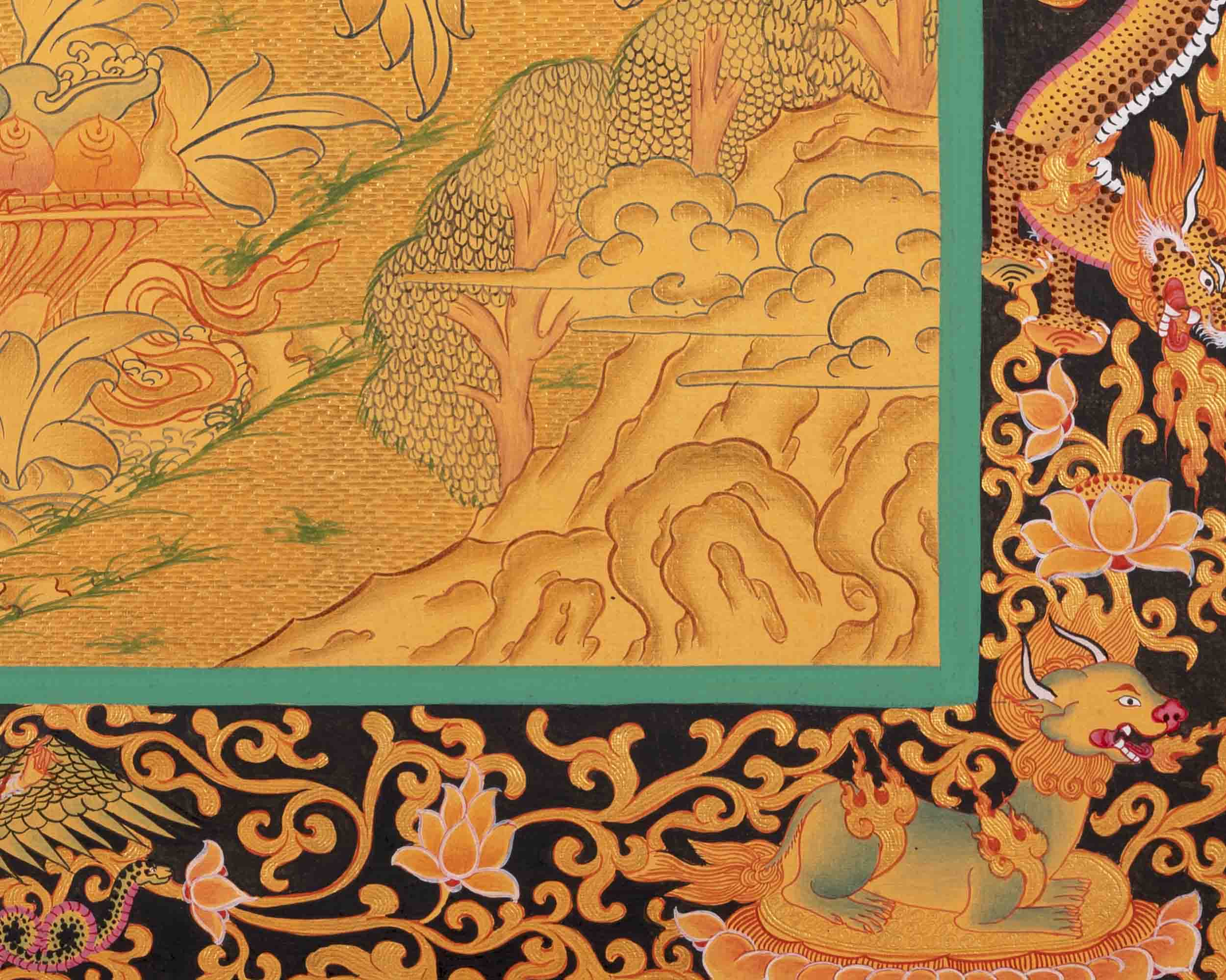 Buddhist Shakyamuni Buddha Thangka | Original Hand Painted 24k Gold Thangka