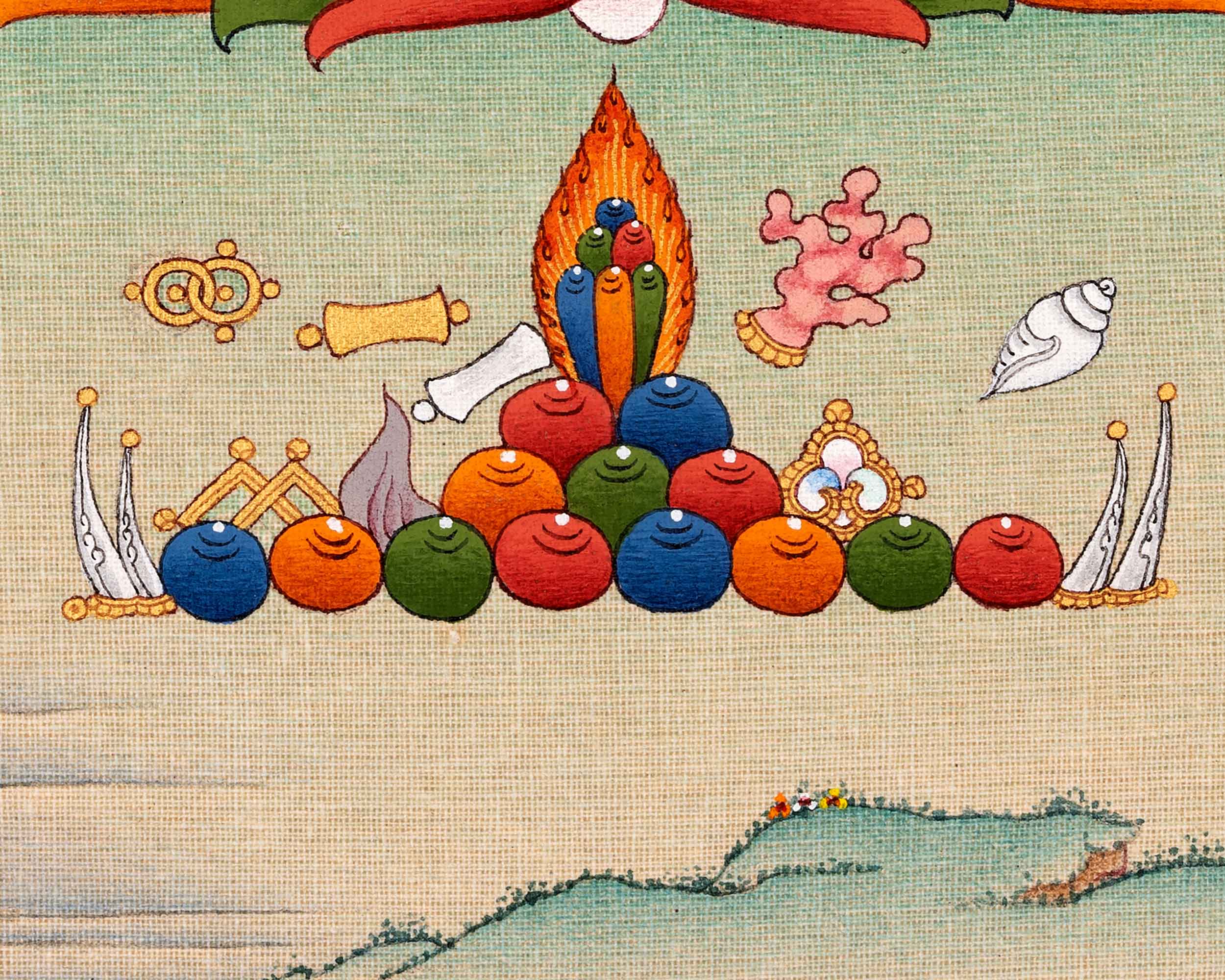 Vajradhara Buddha Thangka in Natural Stone colors