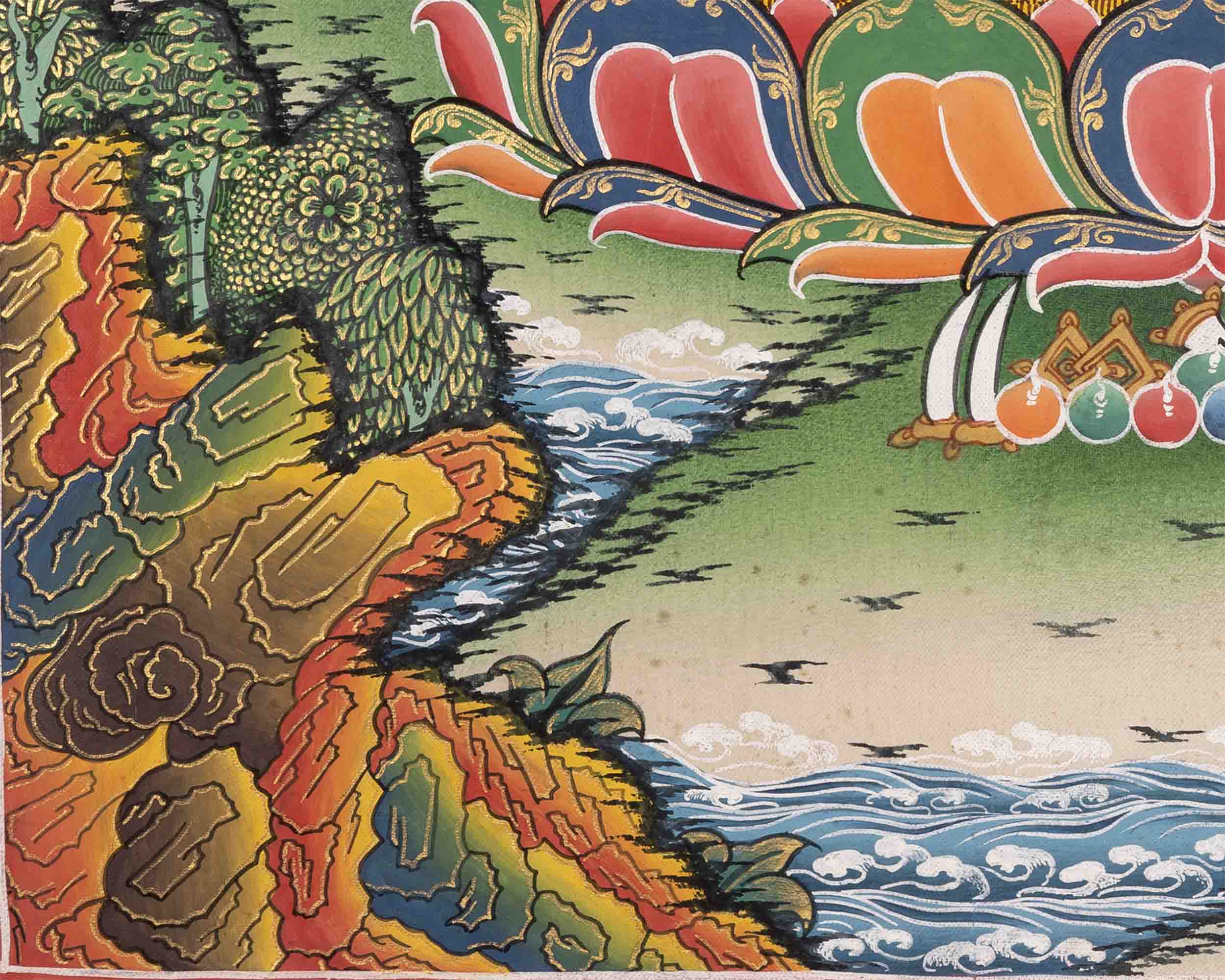 Amitabha Buddha Thangka | Buddhist Traditional Paint | Wall Decors
