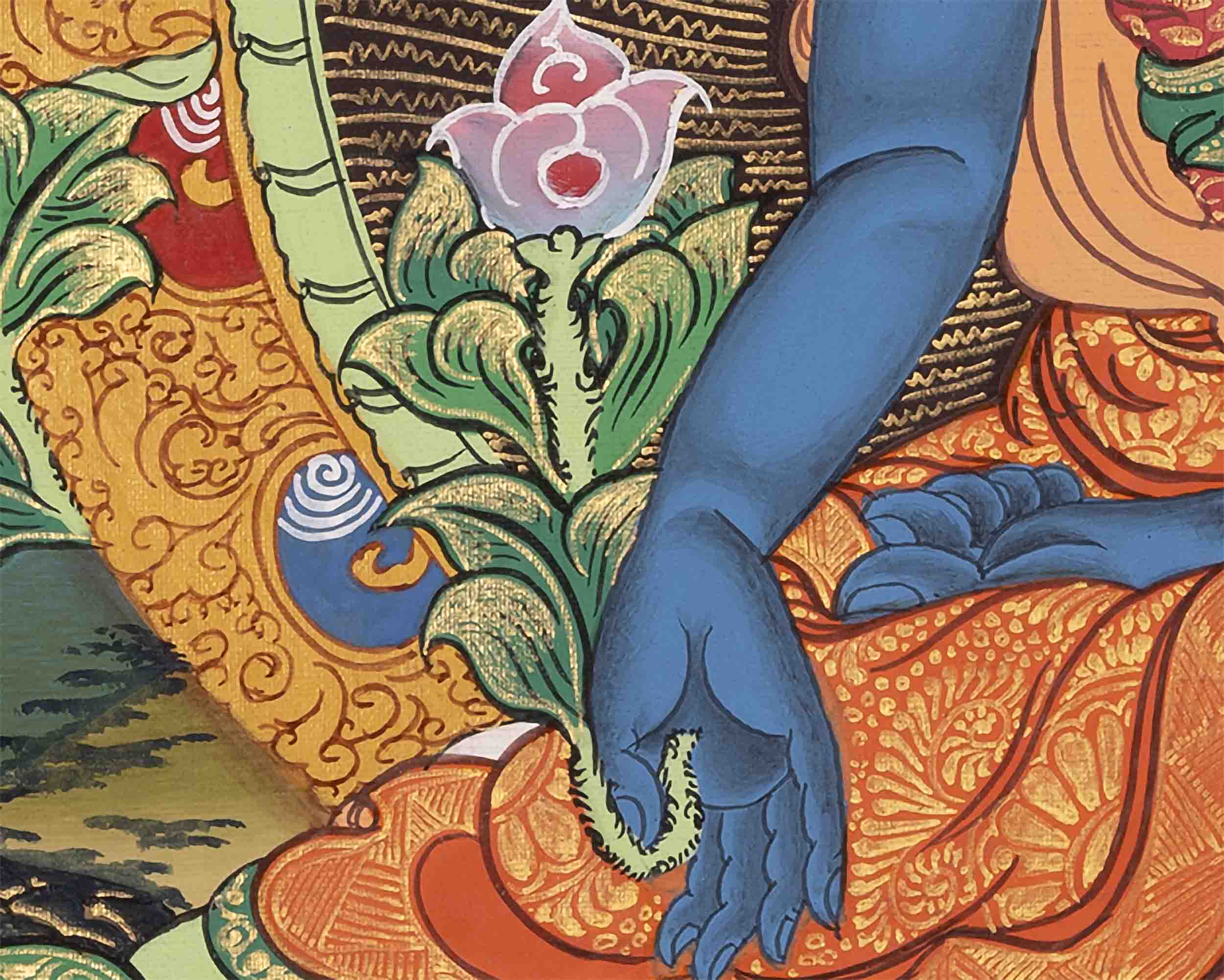 Thangka Of Medicine Buddha | 5 Dhyani Buddha | Religious Wall Decor