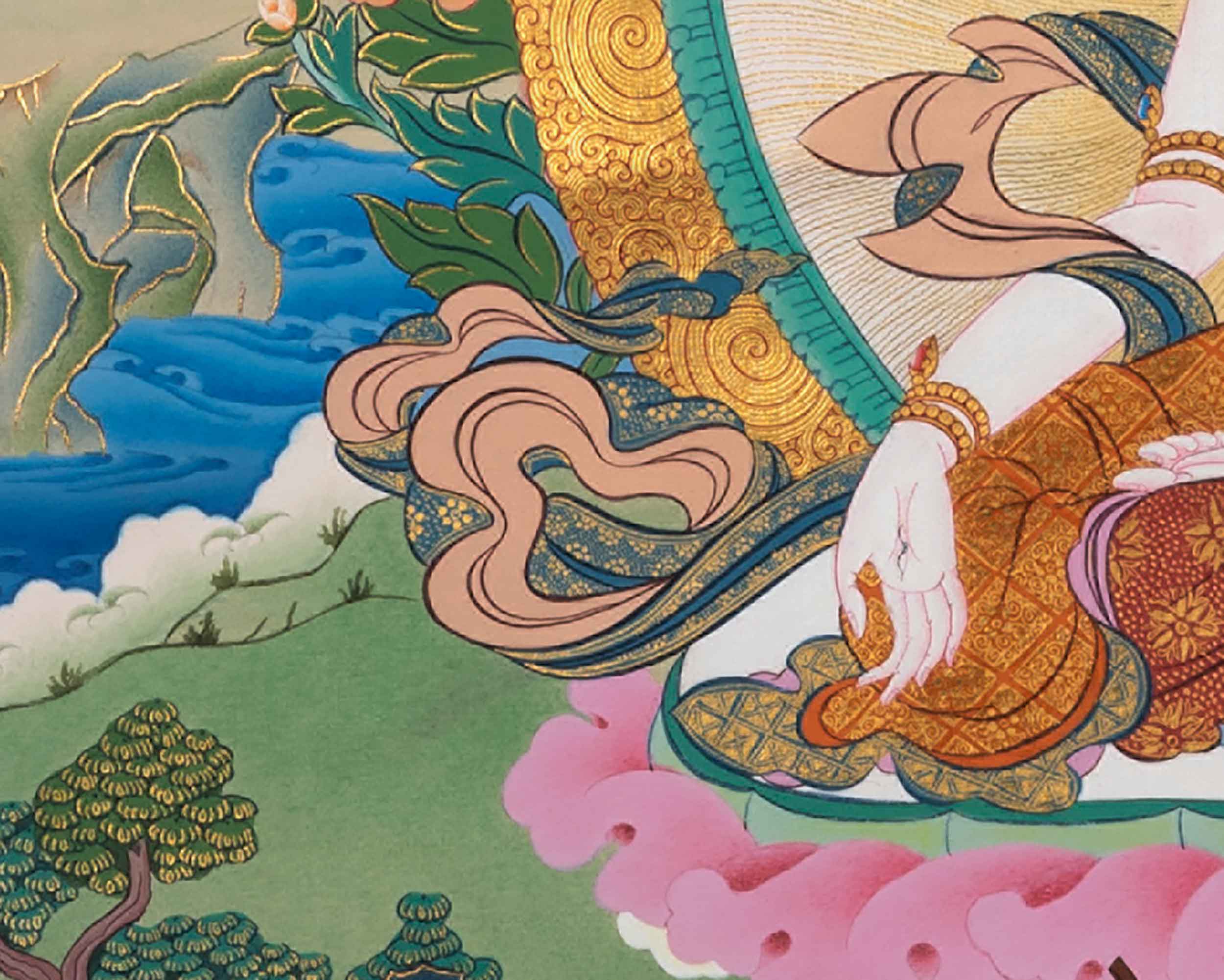 White Tara Healing Thangka | Vajrayana Buddhist Art | Hand-Painted Tara Painting