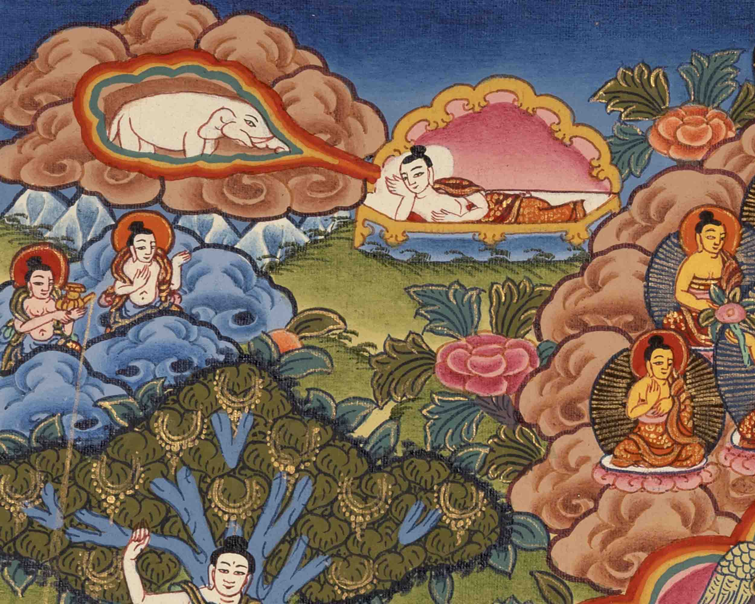 Shakyamuni Buddha Life Story | Tibetan Thangka | Wall Decor