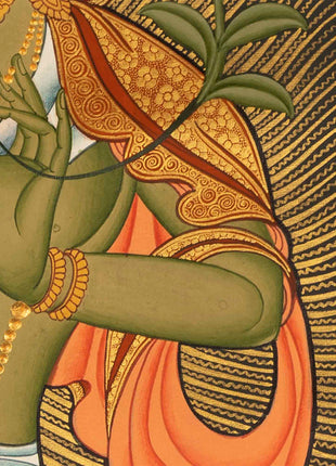 Green Tara Thangka | Female Bodhisattva Wall hanging Painting