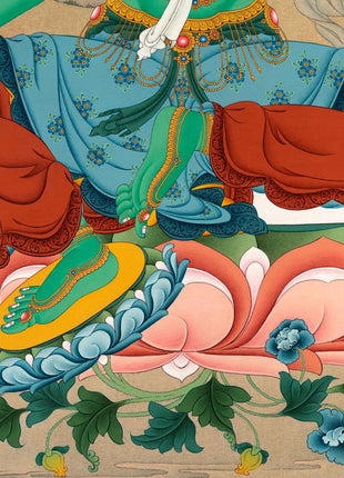 Large Green Tara Deity Painting | Handmade Tara Thangka