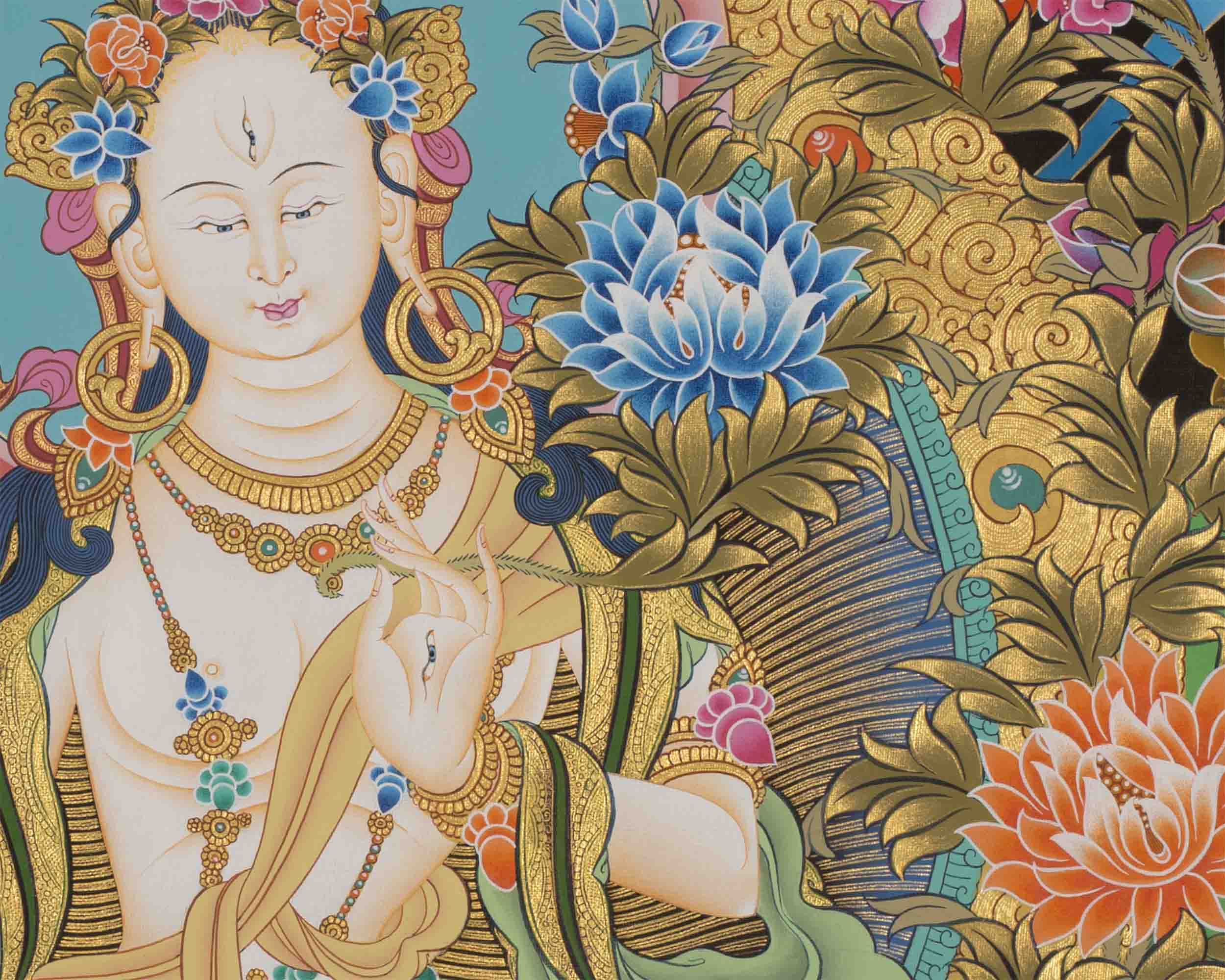 Handpainted White Tara | Tibetan Tara Print