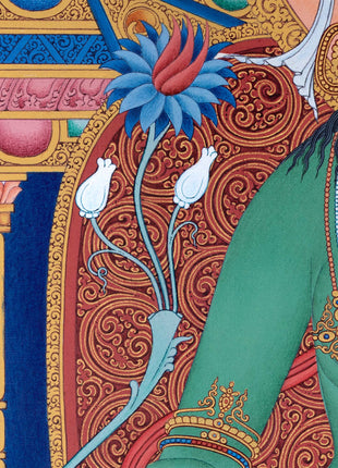 Green Tara Thangka Print, Canvas Digital Print