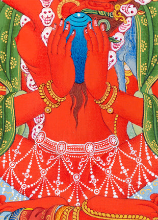 Red Chenrezig Thangka | Gyalwa Gyatso | Meditational Deity | Karma Kagyu Lineage