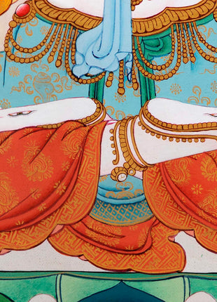 White Tara Symbolism Thangka | Hand-Painted Tibetan Tara Buddhism Art