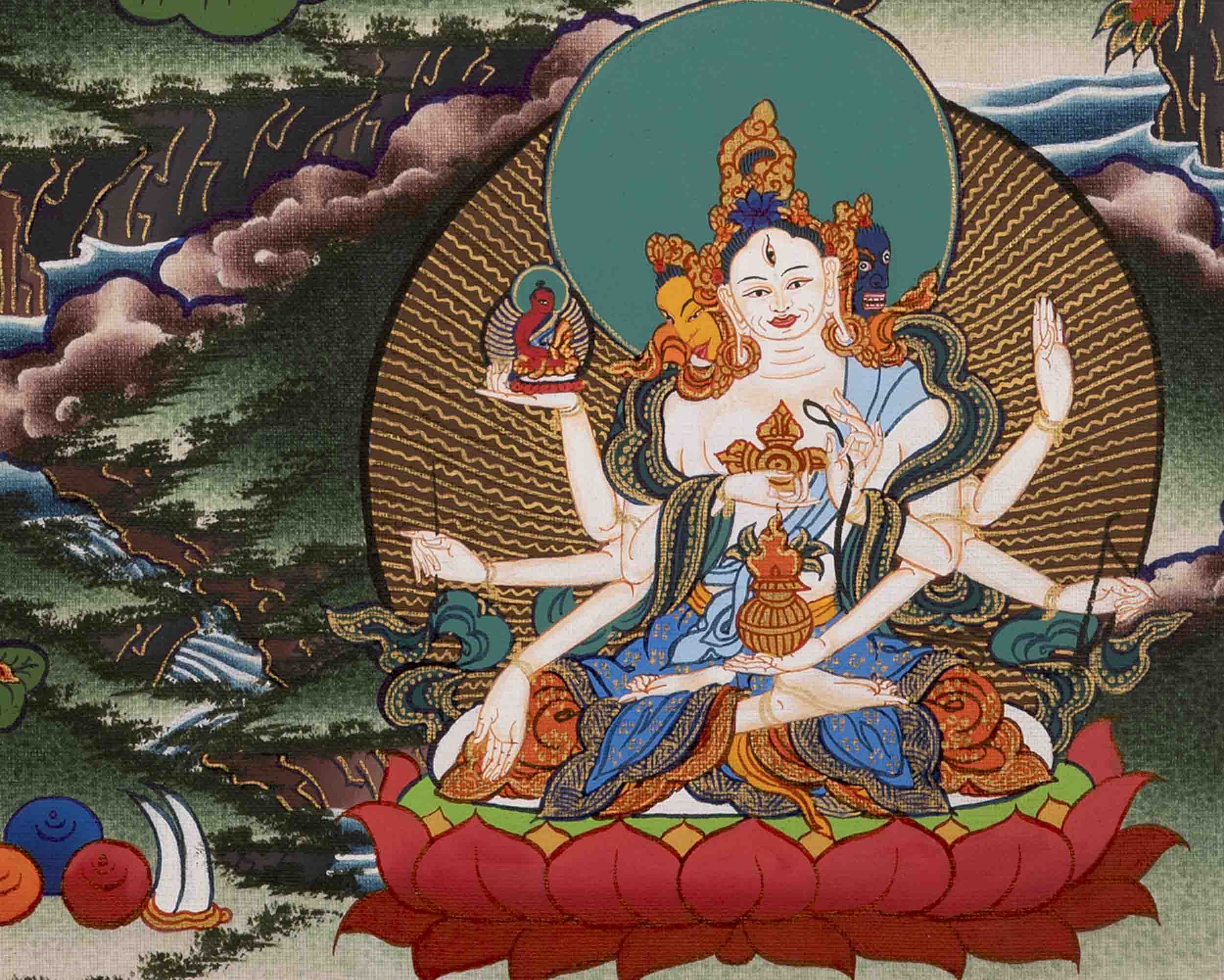 White Tara Thangka | Handpainted Female Bodhisattva | Wall Decors