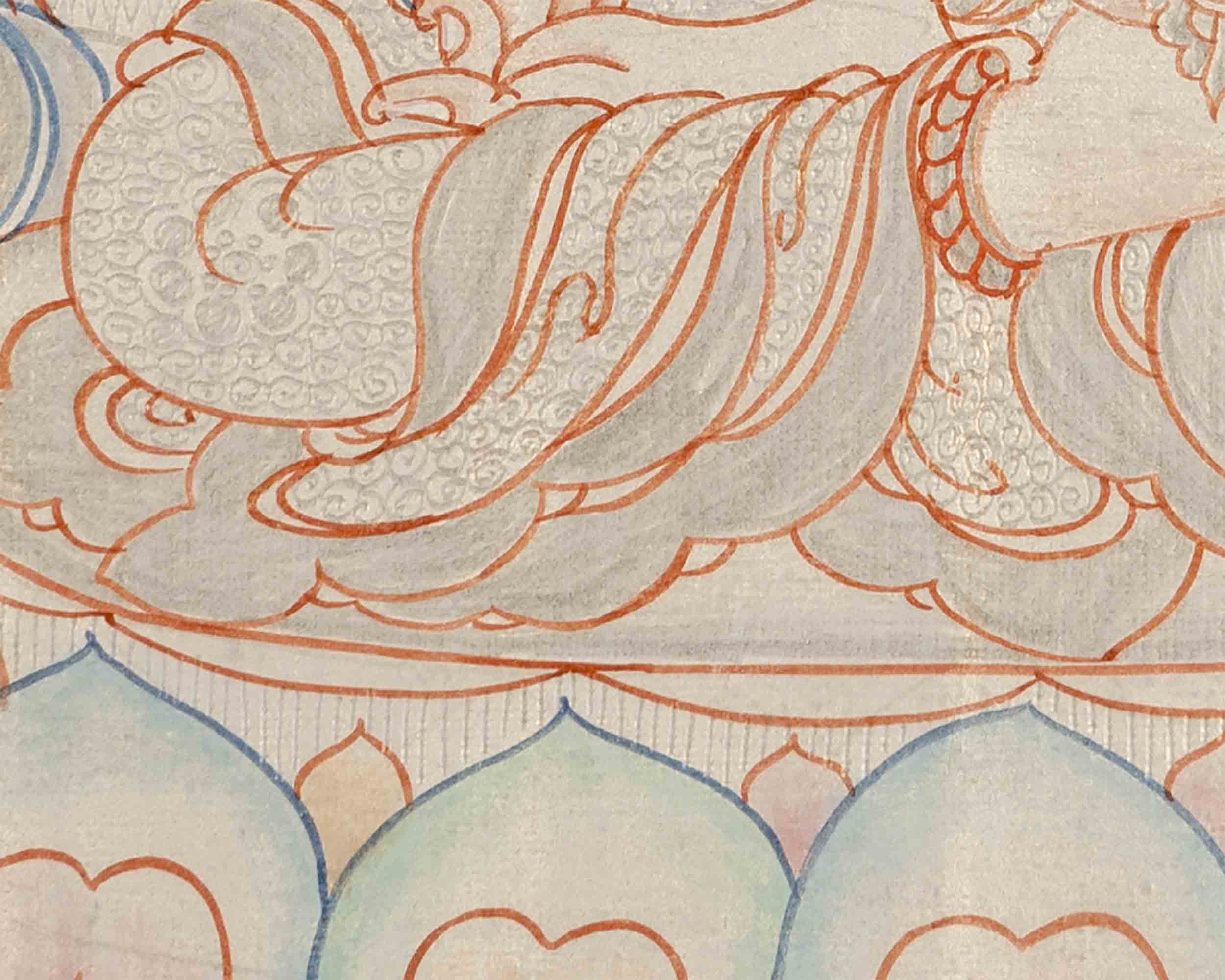 Silver Vajrasattva Thangka | Religious Wall Decoration