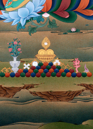 Green Tara Thangka Print | Buddhist Painting  | Digital Canvas Print