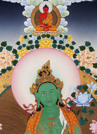 21 Tara Prayer Thangka of Mahasiddha Surya Gupta Tradition | Tibetan Hand Painted Art