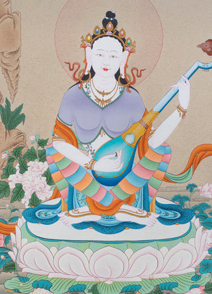 Saraswati Goddess | Deity Of Wisdom | Thangka Art