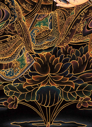 Small Gold on Black Thangka of Guru Rinpoche