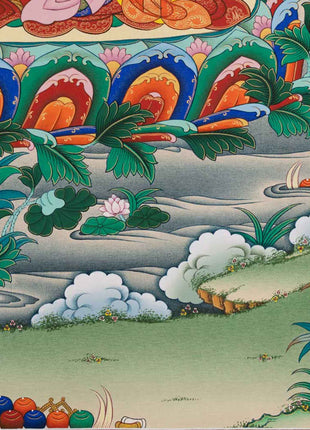 High-Quality Thangka Print To Practice Mantra Of Guru Rinpoche | Padmasambhava Tibetan Poster For Meditation
