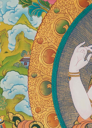 Avalokiteshvara Chenrezig Thangka | Hand-Painted Art Of The Bodhisattva Of Wisdom