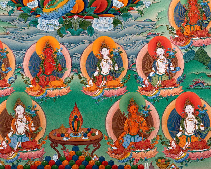 21 Tara Print | Twenty-One Tara Thangka of the Chandragomin Tradition