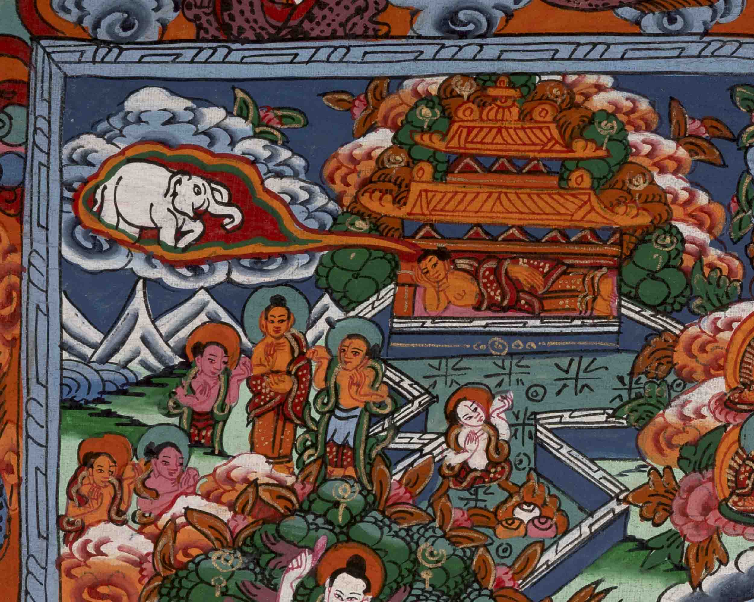 Shakyamuni Buddha's Life Story | Vintage Thangka | Wall Decors