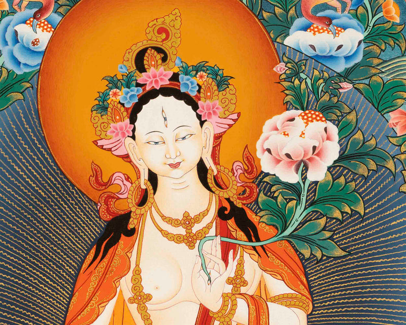 White Tara Mantra Thangka | Tibetan Buddhist Home Decoration Painting
