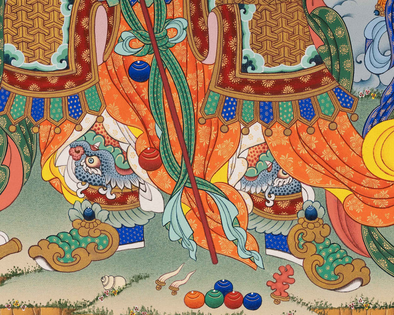 Vaishravana Painting Art Canvas Print | Four Guardian Kings Print For Wall Hanging