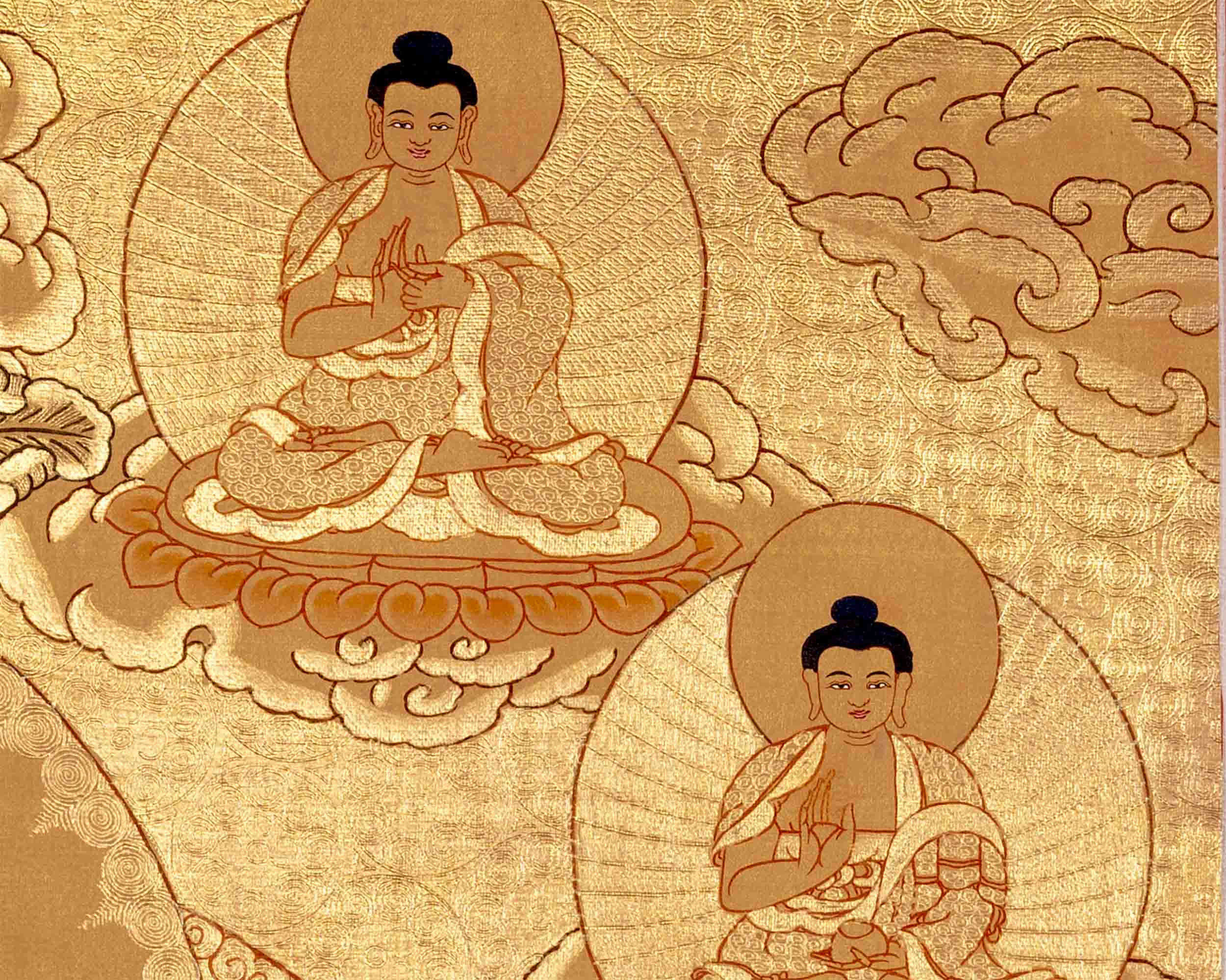 Gold Style Shakyamuni Buddha Thangka |  Zen Buddhism