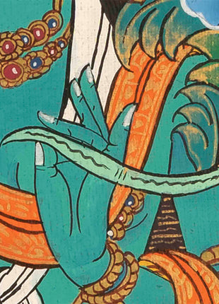 Green Tara Thangka | Religious Buddhist Art | Wall Hanging Painting