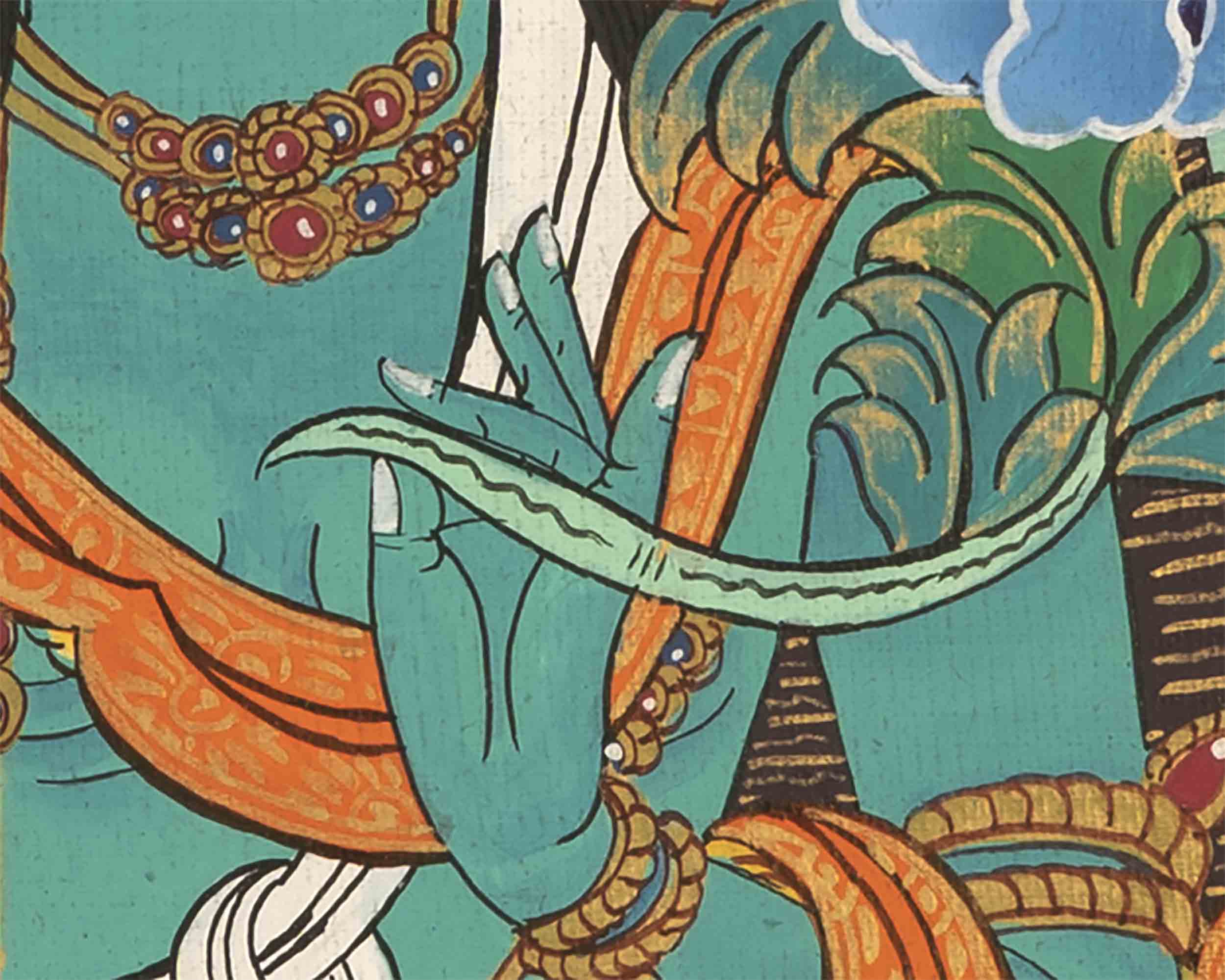 Green Tara Thangka | Religious Buddhist Art | Wall Hanging Painting