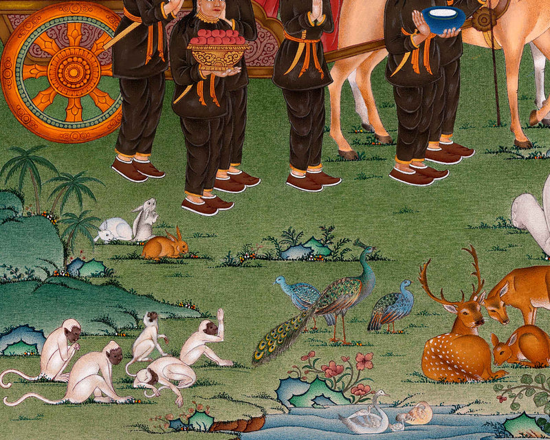 Original Thangka of Maha Parinirvana, Enlightenment Thangka