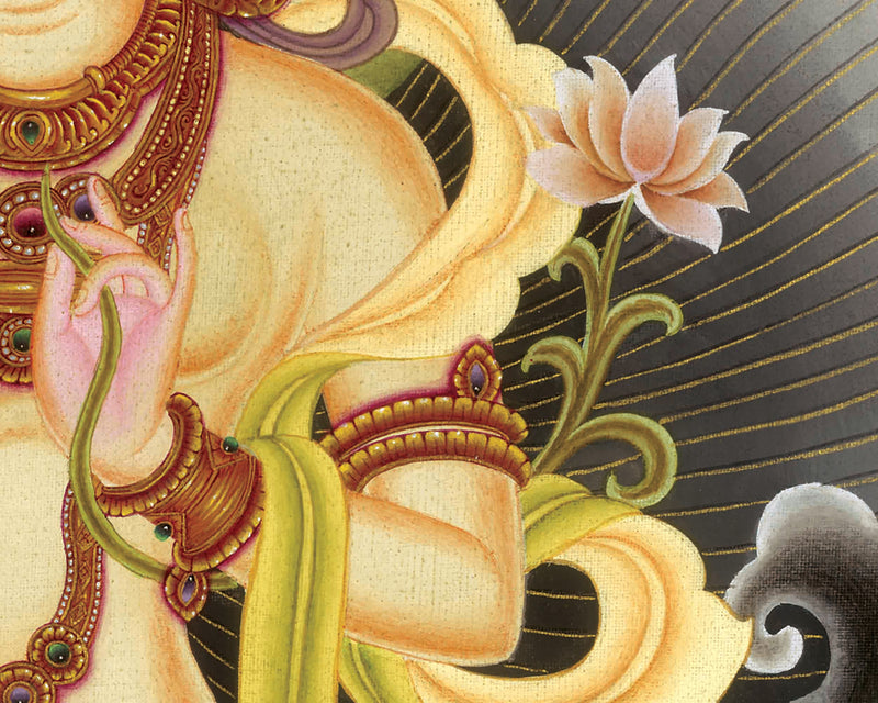 Chandra Dev Giclee Thangka Print | Deity Of Moon | Spiritual Gift Ideas