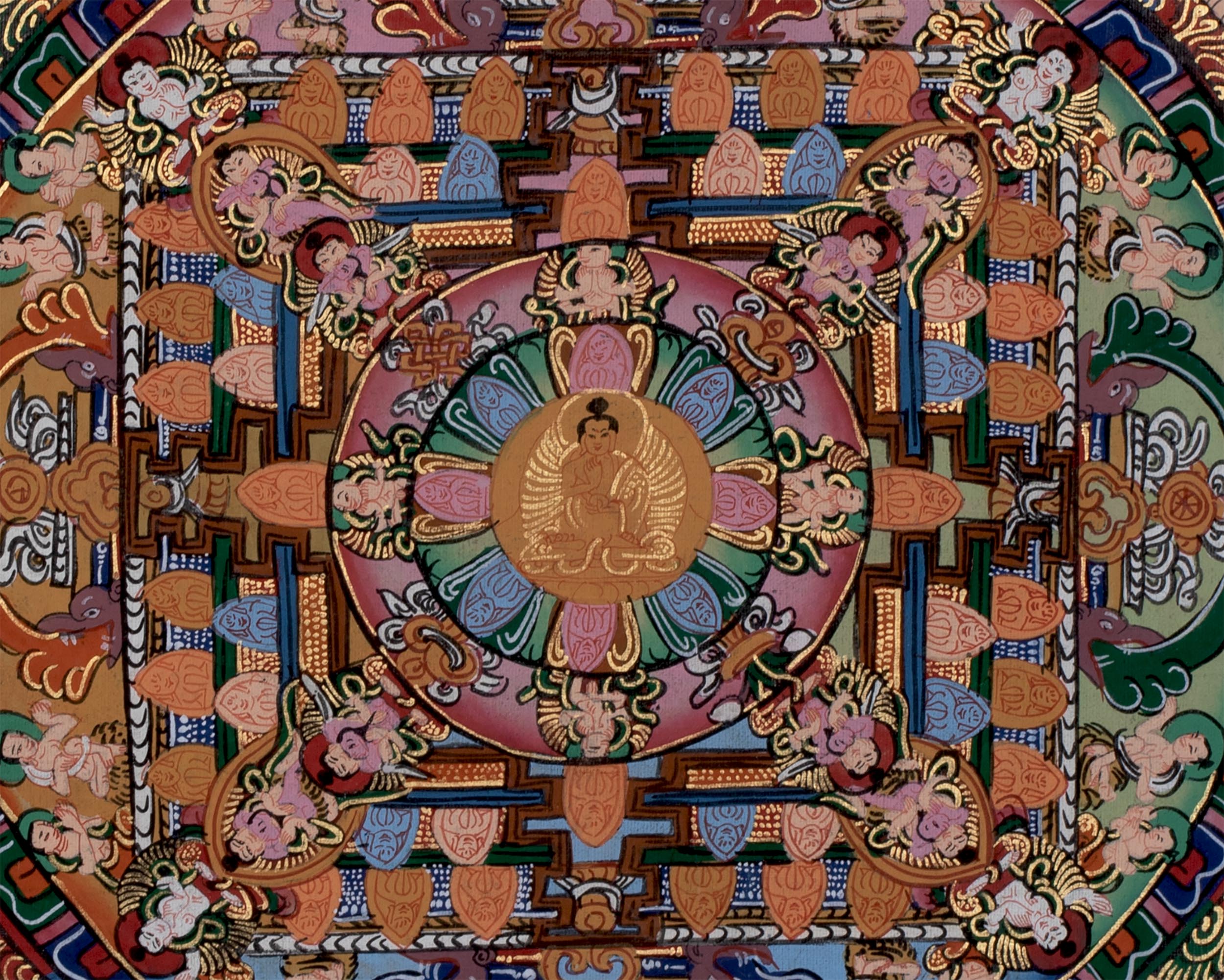 Rare Vintage Hand Painted Buddha Mandala | Buddhist Art