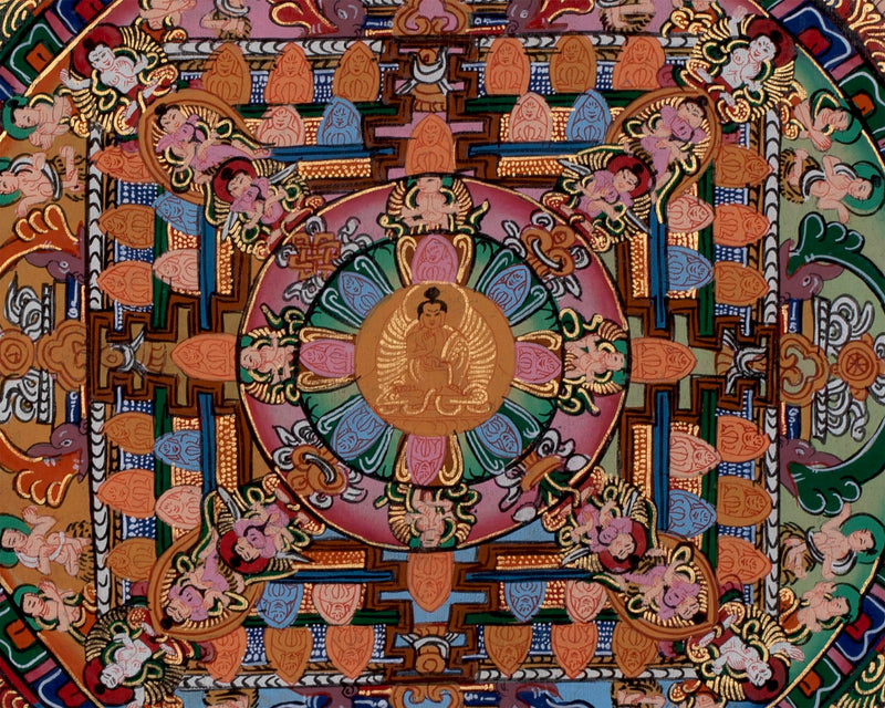 Rare Vintage Hand Painted Buddha Mandala | Buddhist Art