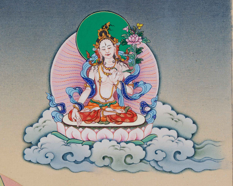Traditional Guru Rinpoche Empowerment Thangka Print | Master Padmasambhava Canvas Print For Living Room Decor