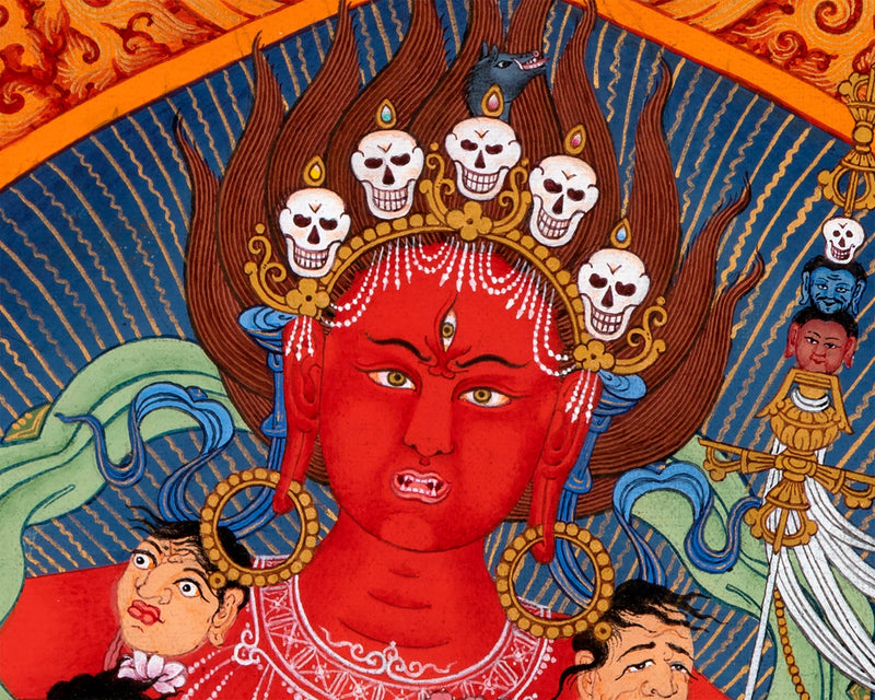 Dorje Phagmo, Vajravarahi Mandala Thangka with Four Dakini, Karma Kagyu Tradition