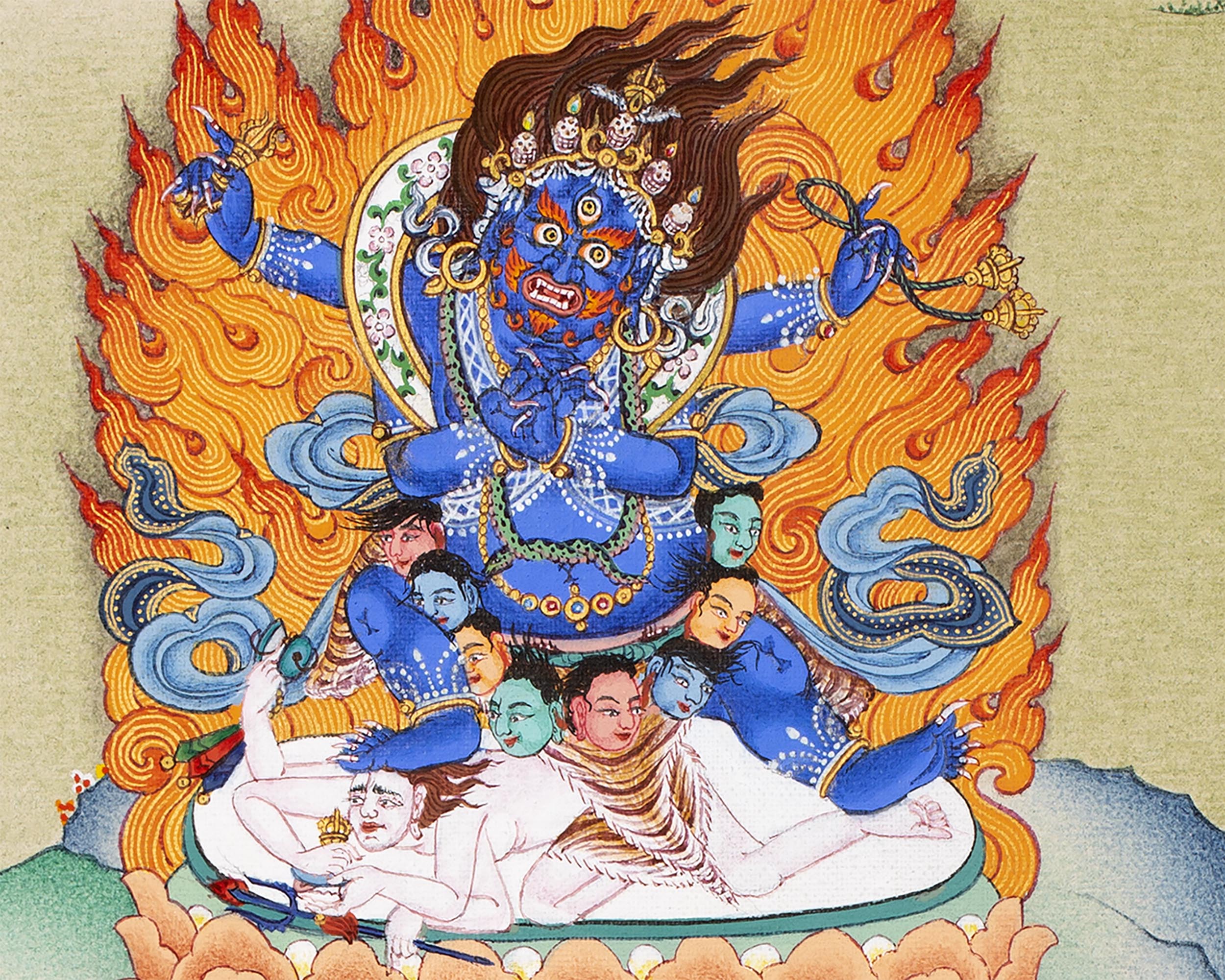 Hevajra With Consort Nairatmya Thangka Print | Buddhist Yidam Art