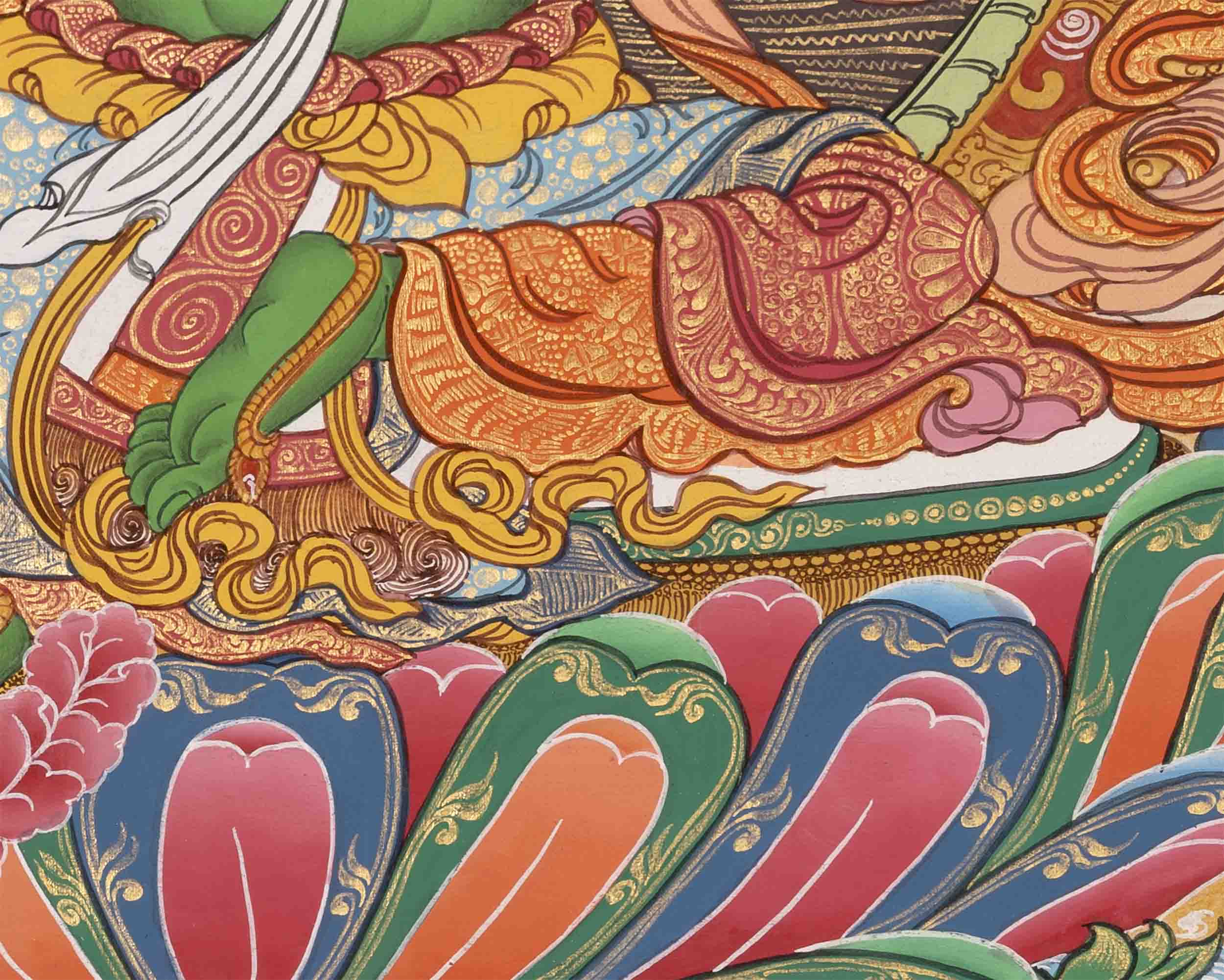 Green Tara Thangka | Healing Female Deity | Religious Wall Decors
