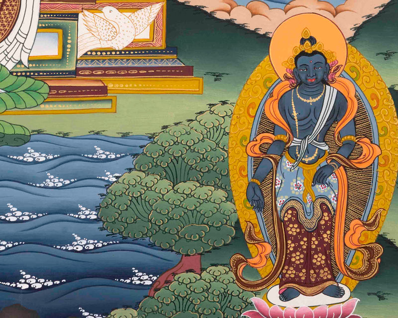Amitabha Buddha Thangka | Handpainted Tibetan Artwork | Wall Decors