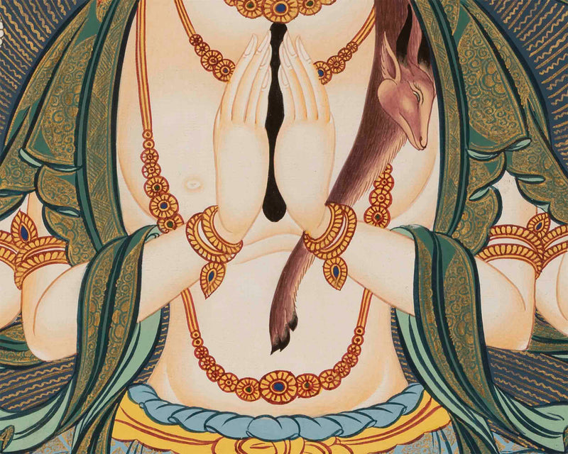 Chenresig Bodhisattva Thangka | Original Hand Painted Arya Bodhisattva Art