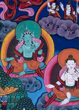 Old Green Tara Thangka | Traditional Handpainted Artwork | Wall Decors