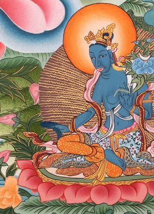 Buddhist Green Tara | Healing Female Deity Thangka
