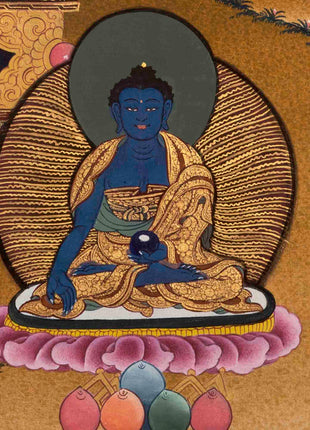 Bhaisajyaguru Thangka | Medicine Buddha | Religious Buddhist Painting