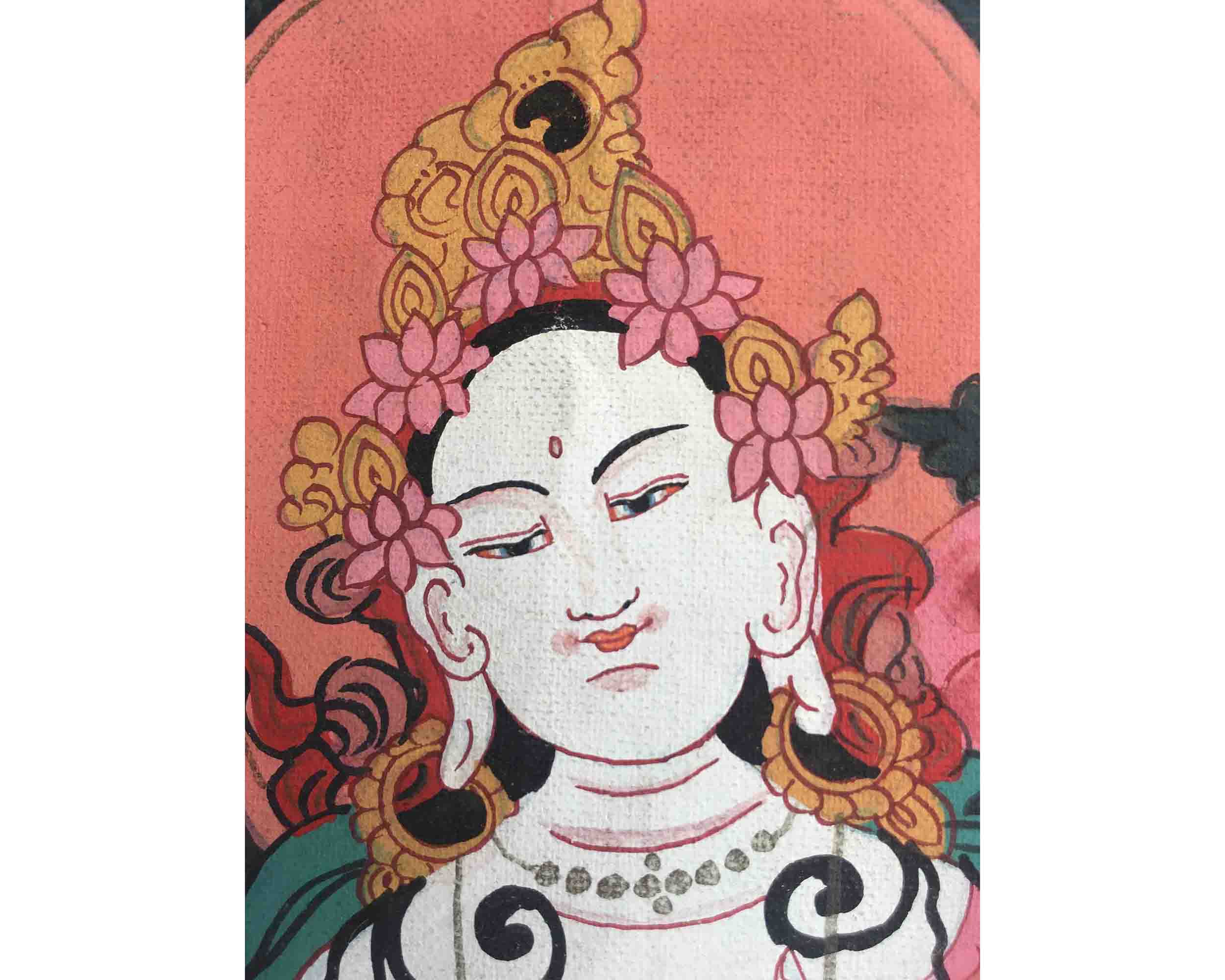Vintage White Tara Thangka Painting | A Symbol of Serenity