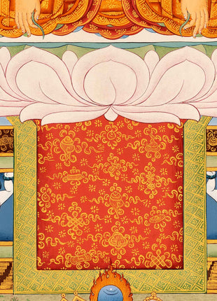 Guru Longchenpa Mantra Thangka With Jigme Lingpa and Vimalamitra | Hand-painted Buddhist Guru Art