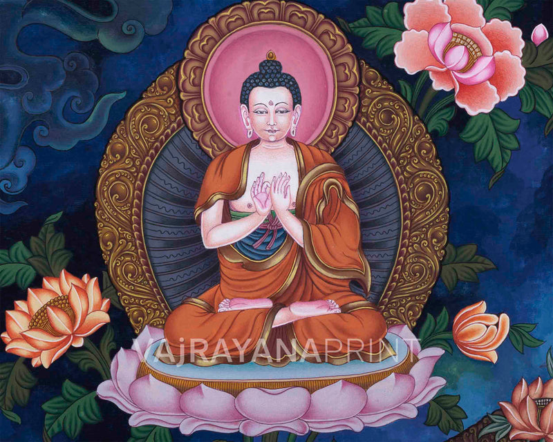 Manjushri Namasangiti With 12 Arms In Newari Print | Himalayan Bodhisattva Of Wisdom Pauba Print