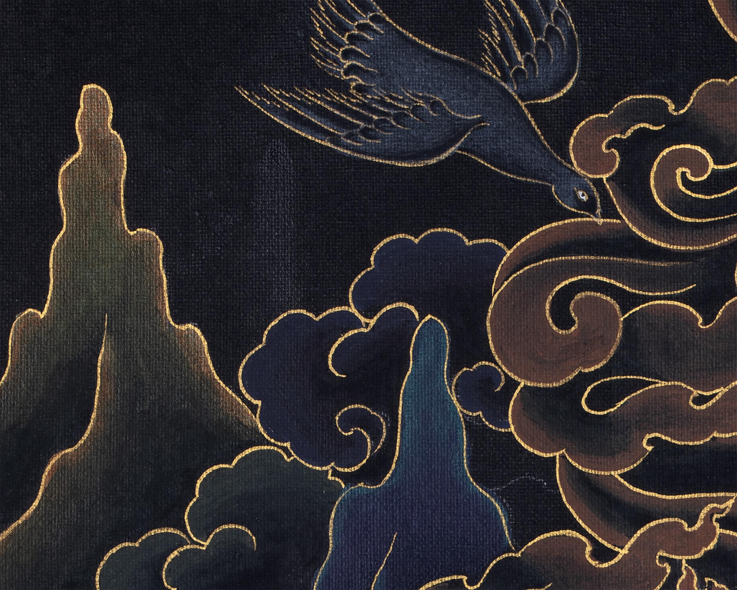 Sakya Mahakala | Black and Gold Thangka | Tibetan Buddhist Art