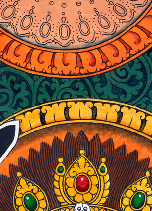 Traditional Newari Pauba Print Of 4 Armed Mahakala | High-Quality Giclee Print For Meditation
