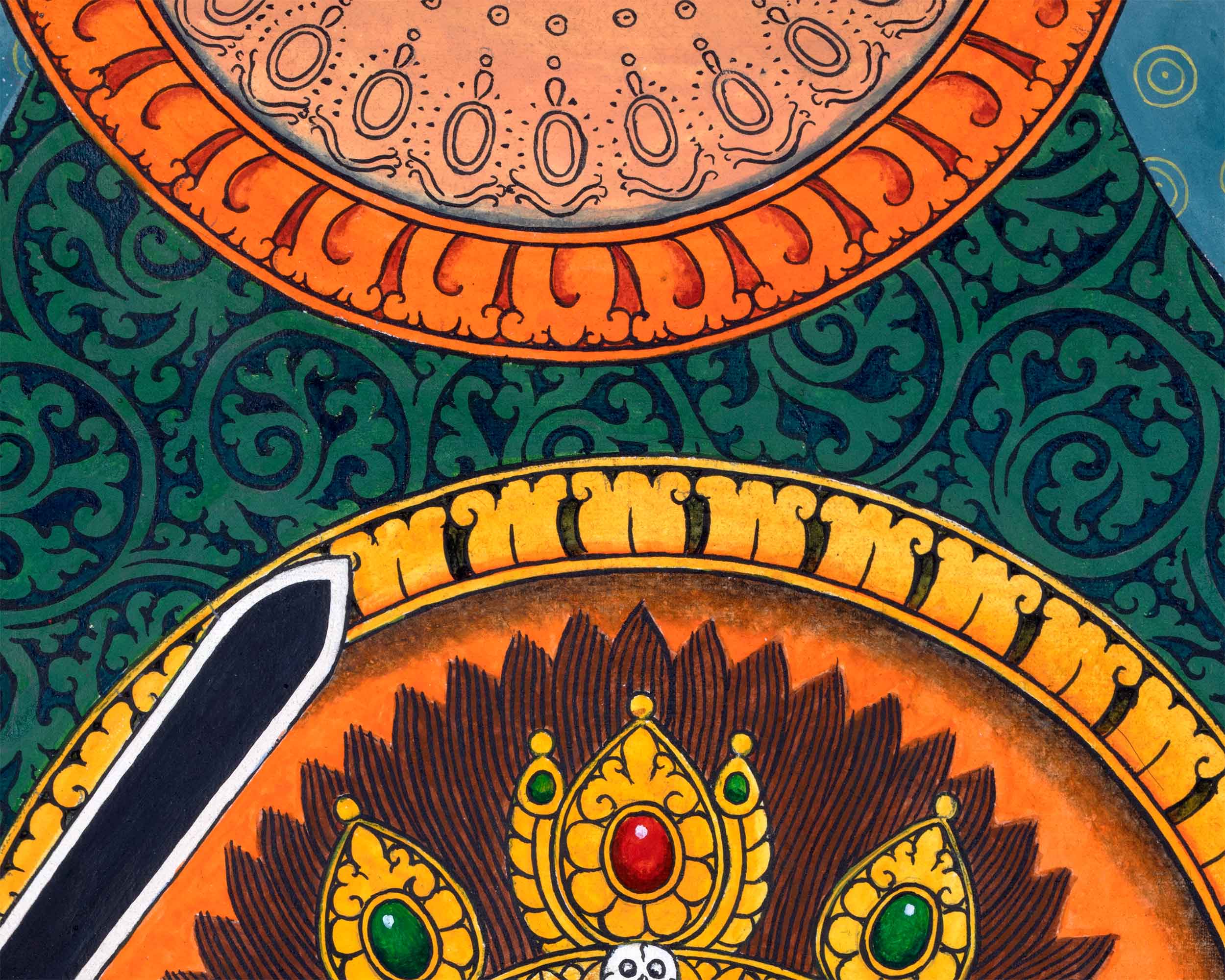Traditional Newari Pauba Print Of 4 Armed Mahakala | High-Quality Giclee Print For Meditation